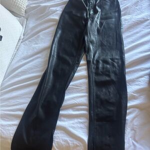Zara Black Leather-Style Trousers